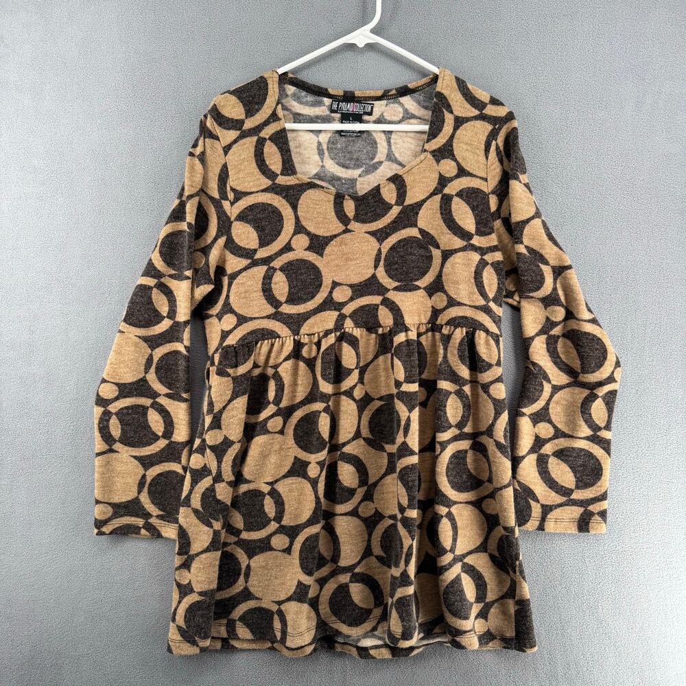 The Pyramid Collection Retro Knit Scoop Neck Long Sleeve Sweater Dress Womens L